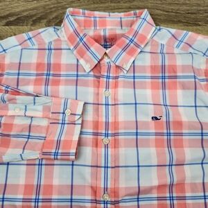 Vineyard Vines Performance Whale Shirt Men's XL Plaid Long Sleeve Nylon